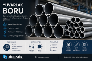 Farklı ölçülerde çelik yuvarlak borular